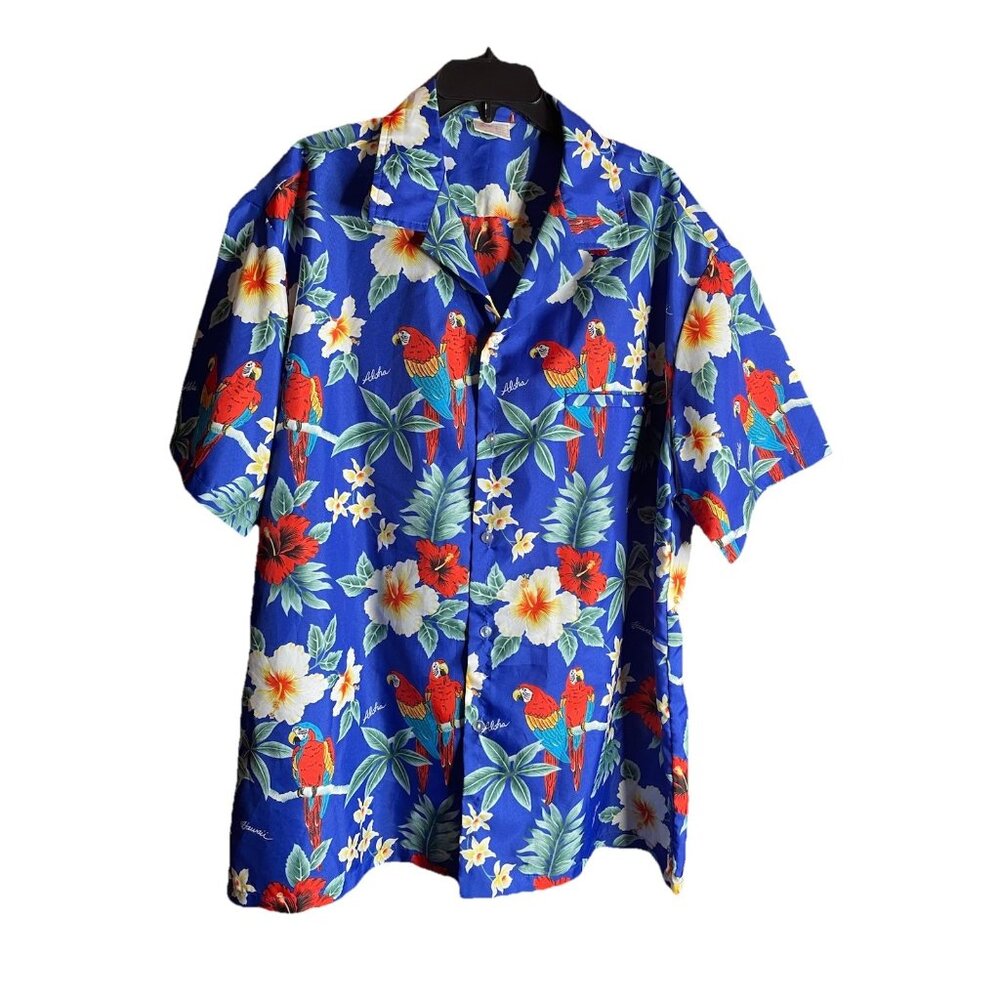 Vintage Kalena fashions Hawaiian tropical Parrots Bird Button Shirt 70s 80s  2XL